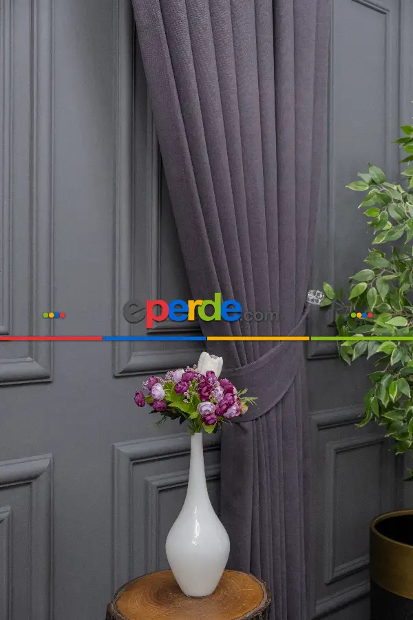 Atirasit Gri Düz Fon Perde Dökümlü Fon Perde