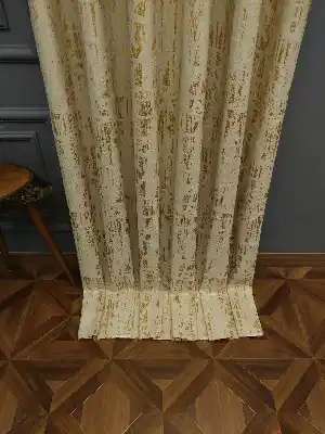 PatineDesenli Modern Desenli Jakarlı Fon Perde Yeni Seri 101- Bej-gri Açık-roze Gold