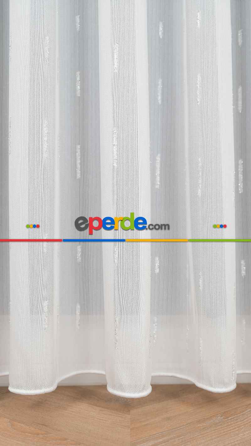 Düz Sade Tül, Sade Çizgili Tül Perde, Modern Ütü İstemez Kırışmaz Tül Perde, Havana Gümüş