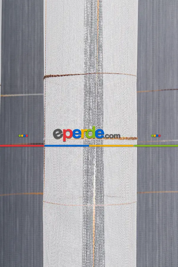 Salon Tül Modelleri - Bambu Zemin Geometri Nakış İşlemeli Tül Perde