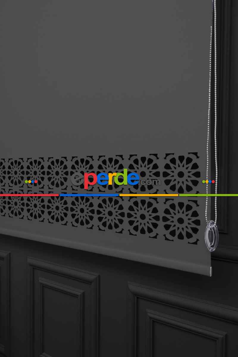 Koyu Gri Renk Lazer Kesim Mat Stor Perde (ister Düz - İster Lazer Kesimli Satın Alın)