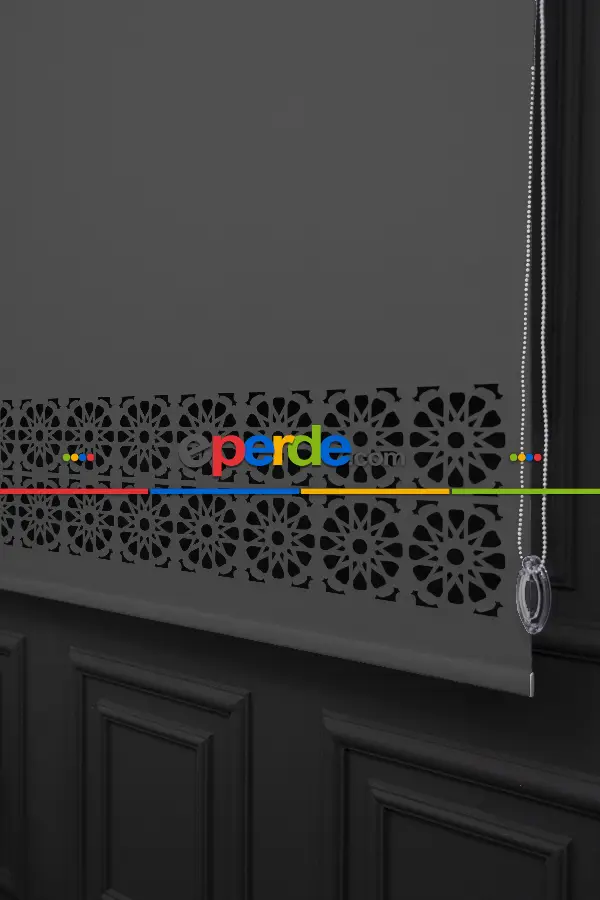 Salon Stor - Koyu Gri Renk Lazer Kesim Mat Stor Perde (ister Düz - İster Lazer Kesimli Satın Alın)