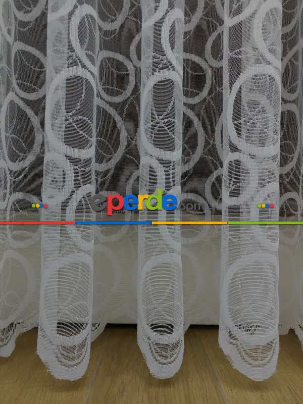 Spor Desen Fransız Dantel Tül Perde & Kruvaze Perde- Ekru