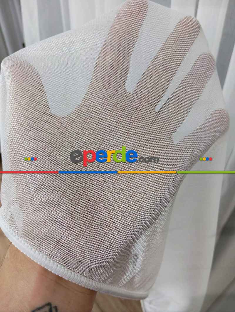 Brillant Zarif Dökümlü Sade Düz Tasarım Model Land Tül Perde