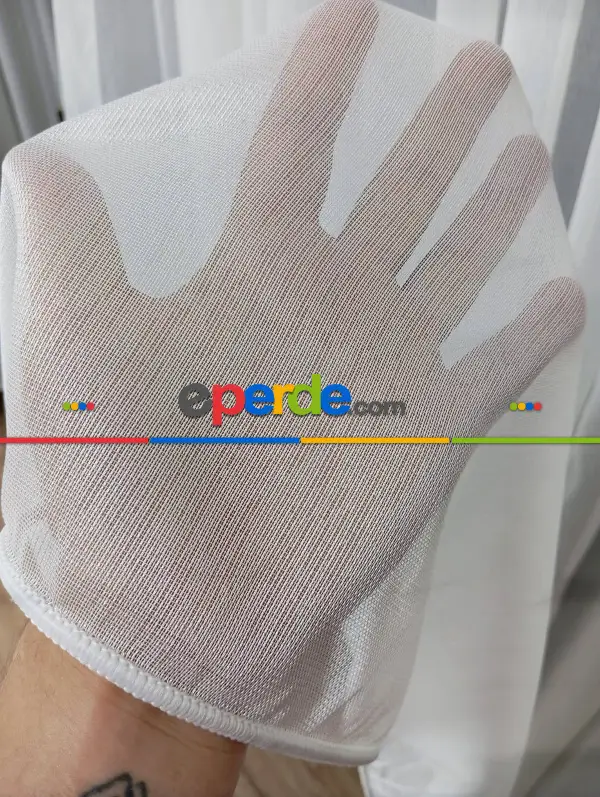 Brillant Zarif Dökümlü Sade Düz Tasarım Model Land Tül Perde