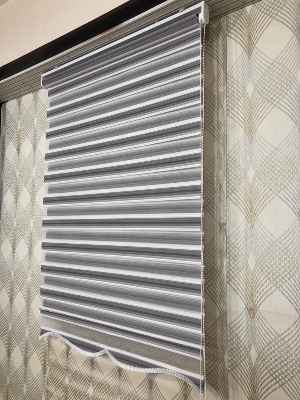 Salon Zebra - Jakarlı Zebra Perde Bdz-03- Gri-Füme-Antrasit-Krem Açık