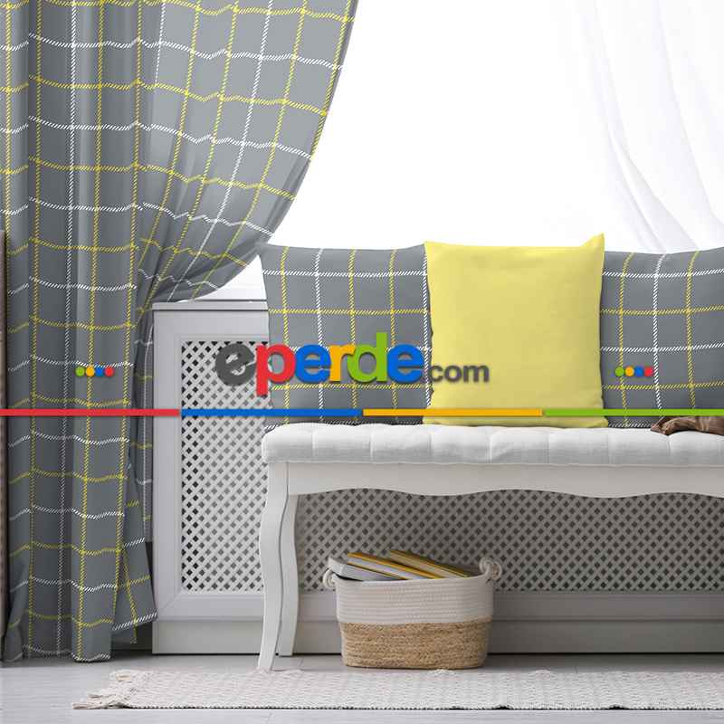 Çocuk Odası - Salon Fon Perde Evim1613-4 Kumaşı Kalındır Duck Bezi Değildir- Mavi-beyaz