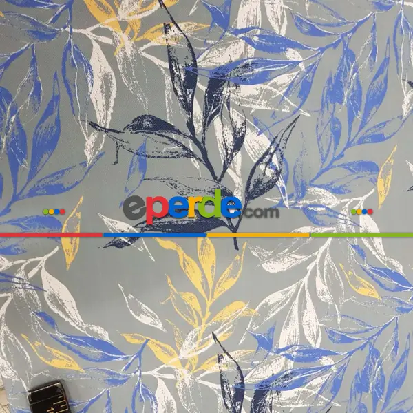 Yatak Odası - Yaprak Desenli Fon Perde Evm1518 Kumaşı Kalındır Duck Bezi Değildir-  Çok Renkli 2