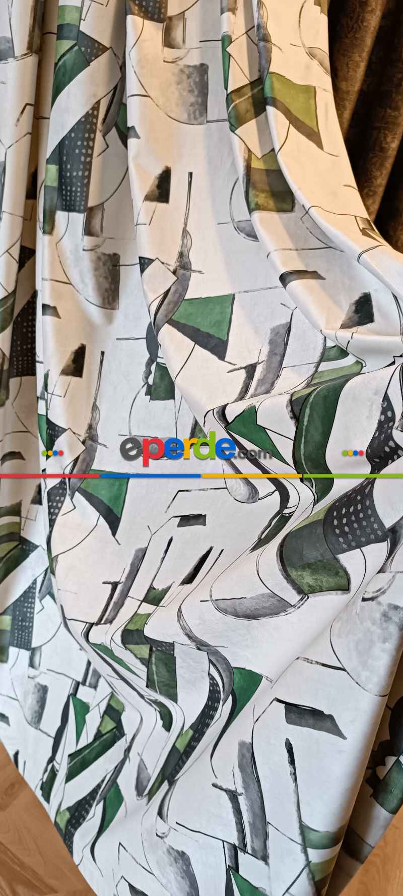 Modern Desenli Fon Perde İthal Kadife