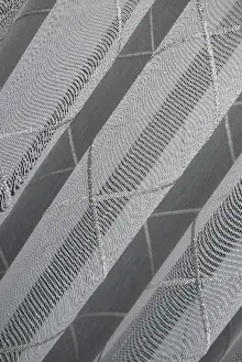 Yatak Odası - Geometik Desenli Tül Perde - Ekru - Gümüş