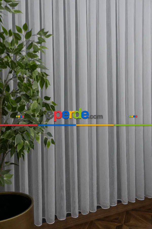 Elmaz Düz Tül Perde - Ekru ( Ütü İstemez ) - Kurşunlu Tül