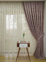 Bordo Rengi Kendinden Desenli Jakar Fon Perde (285 En)- Bordo Somon