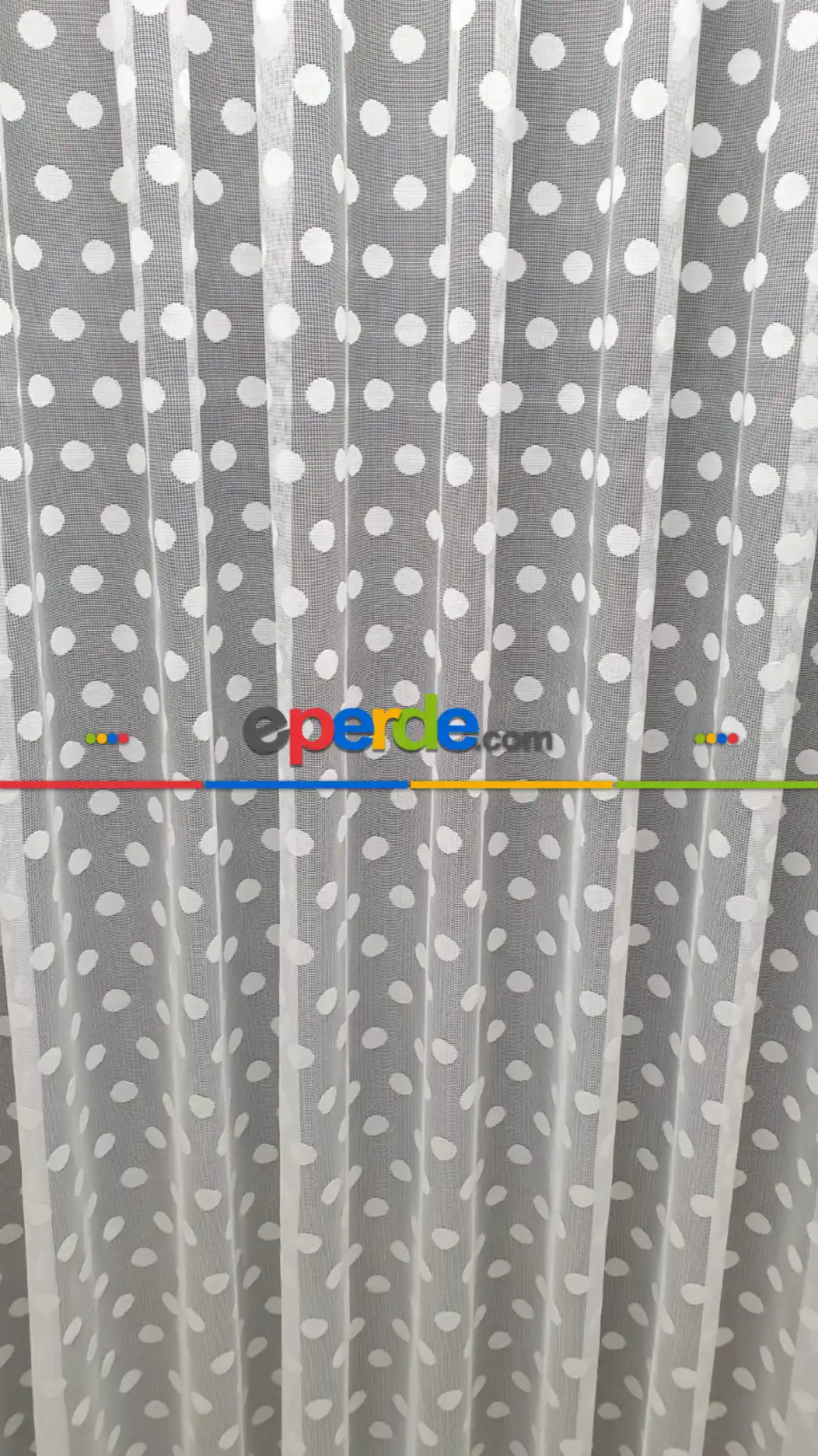 Çocuk Odası Daire Yuvarlak Desen Tül Perde- Ekru