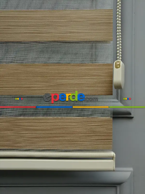 Salon Zebra Perde - 2021 Sezonu - Zebra Perde - Bambu Zebra Perde- Kahve Açık