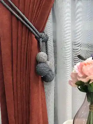 Kordon Sarım Özel Fon Perde Bağı Çift Toplu Füme Gri- Füme-gri Açık