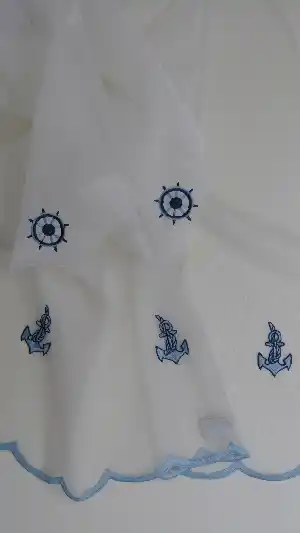 Çapa Desen Denizci Tül Perde 7345- Lacivert-Mavi-Bordo