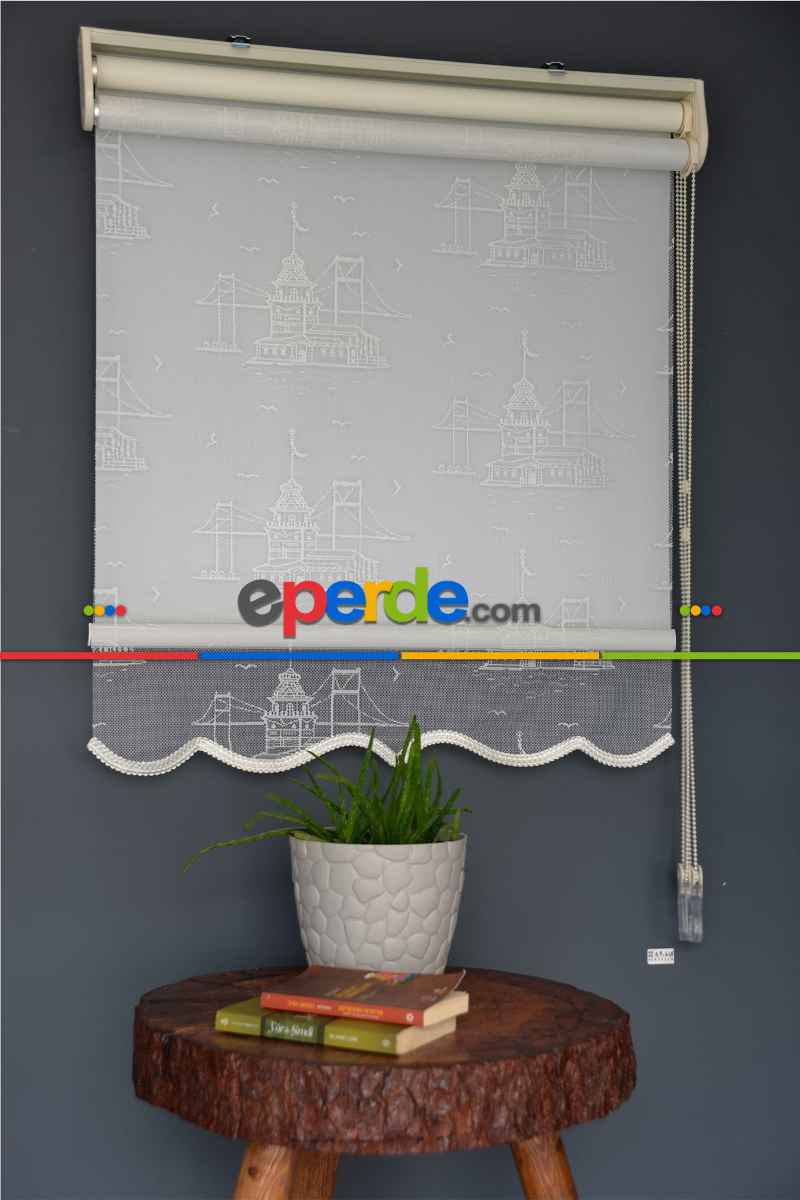 Halim Perdesan Dacuz-212 Beyaz Renk Etekli Veya Eteksiz Çift Mekanizmalı Tül Stor Perde