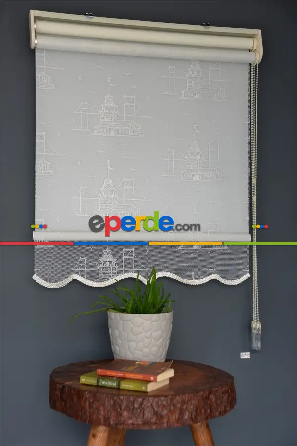 Halim Perdesan Dacuz-212 Beyaz Renk Etekli Veya Eteksiz Çift Mekanizmalı Tül Stor Perde