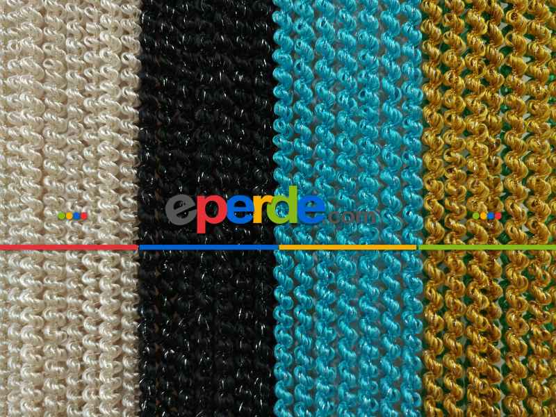 Mutfak İp Perde - Altın Rengi İp Perde Duble Bukle Serisi- Sarı-gümüş