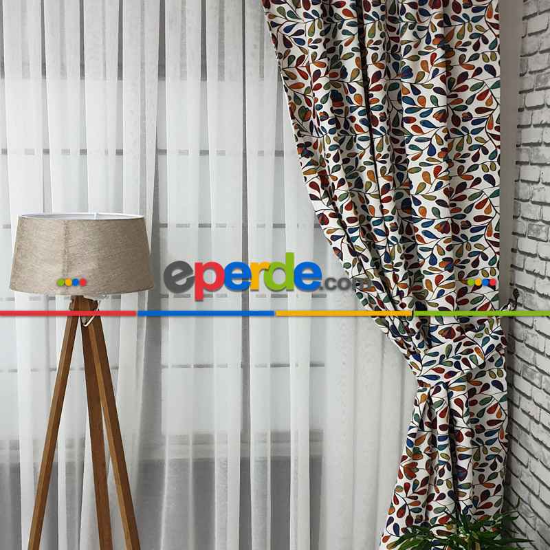 Mutfak Perdesi Kanat Fon Perde Desenli-  Çok Renkli 3