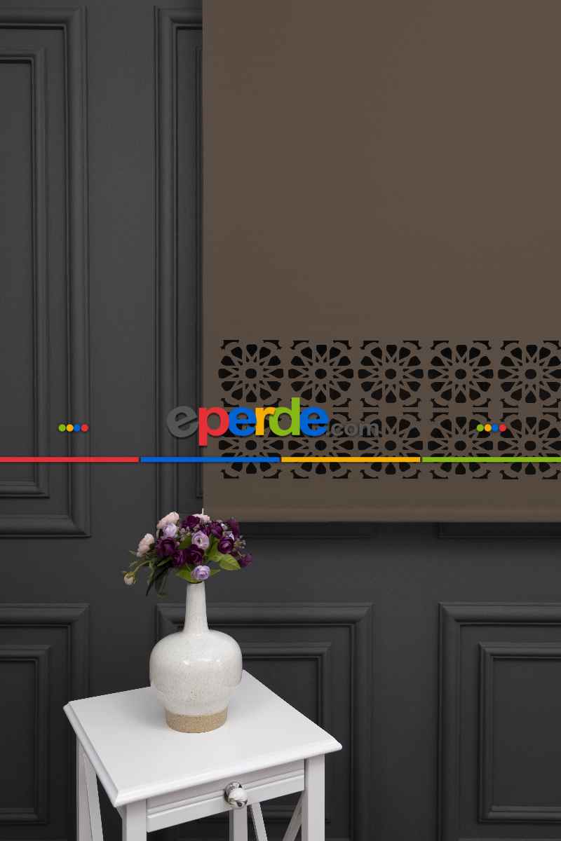 Kahverengi Lazer Kesim Mat Stor Perde (ister Düz - İster Lazer Kesimli Satın Alın)