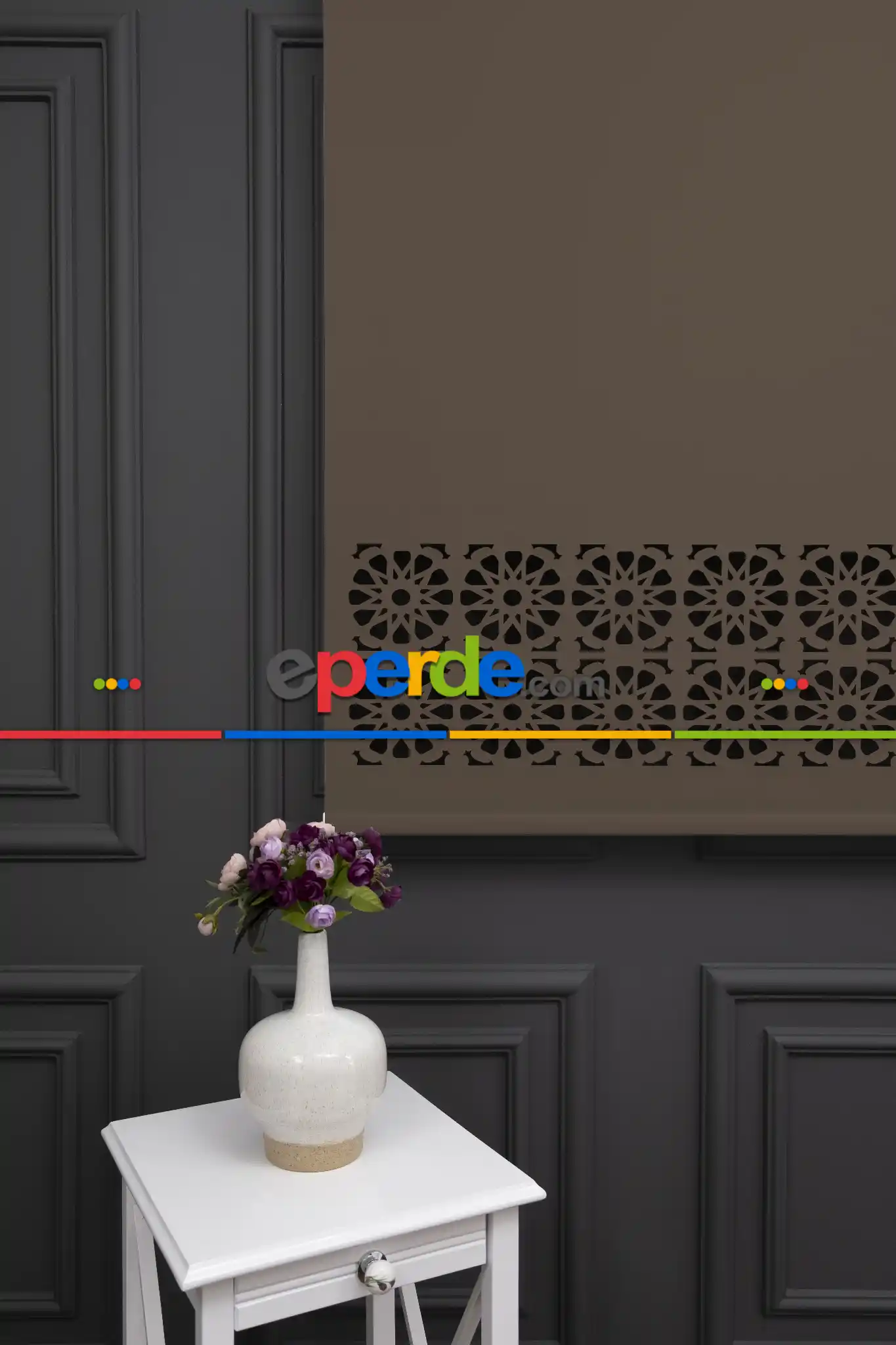 Kahverengi Lazer Kesim Mat Stor Perde (ister Düz - İster Lazer Kesimli Satın Alın)