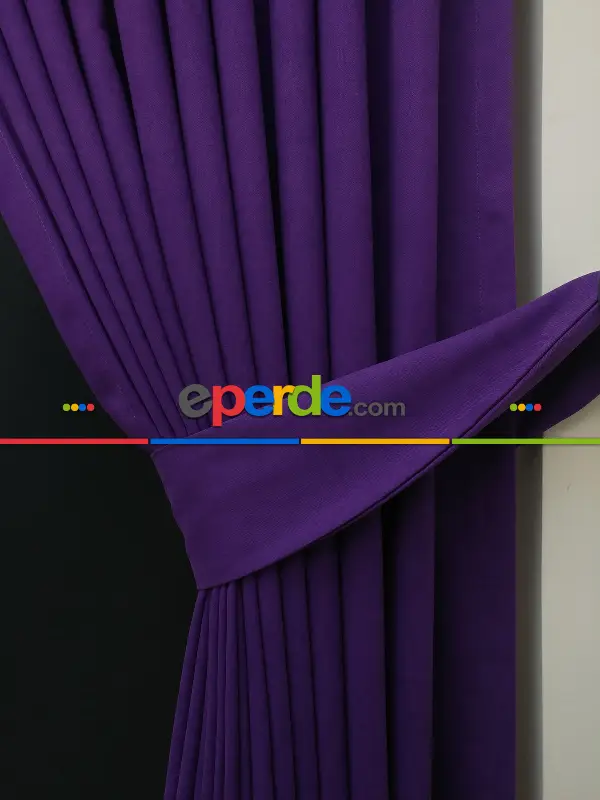 Düz Renk Dökümlü Fon Perde (150)- Mor