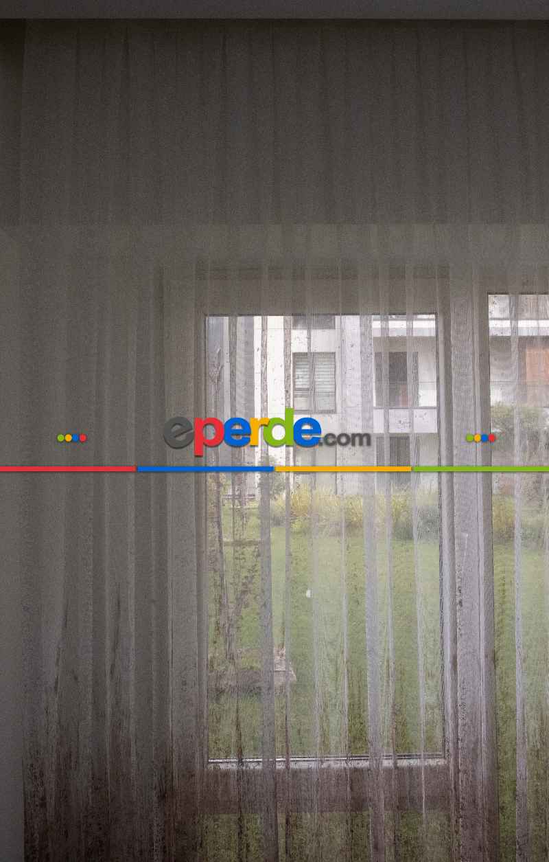 Modern Koyu Kahverengi Desenli Degrade Geçişli Örme Tül Perde Yüksek Kalite