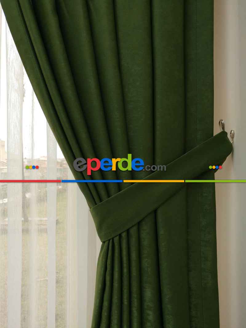 Soft Çimen Yeşili Fon Perde (180)- Yeşil Koyu Yeşil