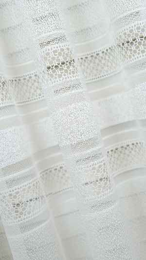 Ekru Enine Bantlı Çizgili Tül Perde, Ağır Gramajlı Premium Seri