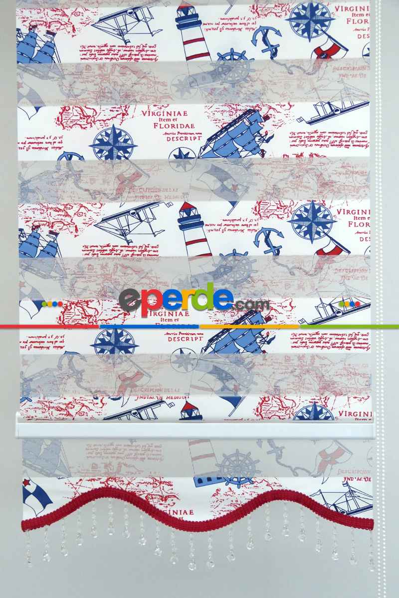 Gemici Desen Çocuk Odası Zebra Perde Kıds 4343-04- Mavi