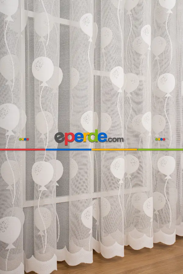 Genç Ve Çocuk Odası Balon Desenli Tül Perde