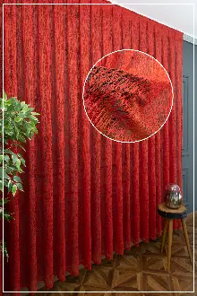 Kırmızı Renk Yeni Tasarım Moda Cam Kırığı Tül Perde