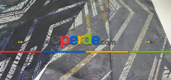 Yatak Odası - Gri Altın Renk, Taç Marka Milona Gri Geometrik Pano Fon Perde, Adet Fiyatıdır, İstediğiniz Boy Ölçüsünde Dikilir, Eni 70 ila 100cm Arası Seçenekler, Sık Piledir 70cm X 290cm 