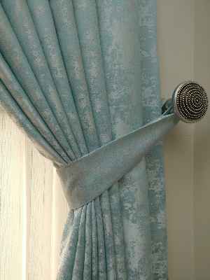 Açık Mavi Renk Jakar Desenli Fon Perde- Mavi Açık-mavi Doymamış