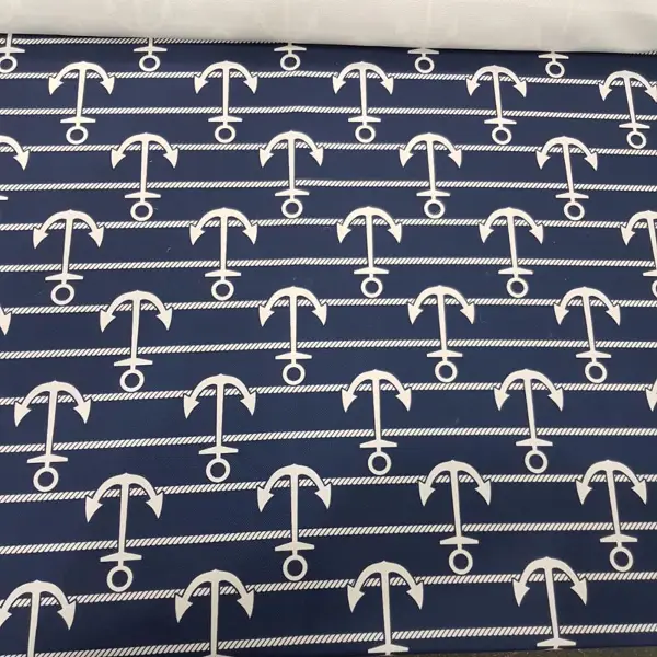 Çapa Marine Desenli Fon Perde Evm655 Kumaşı Kalındır Duck Bezi Değildir- Lacivert-Beyaz