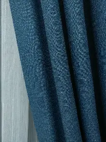 Keten Mavi Renk Düz Fon Perde - Mavi