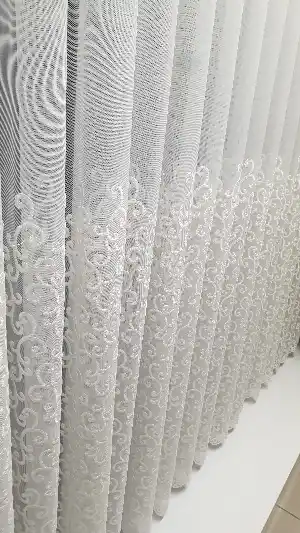Sarmaşık Şal Desen İşlemeli Tasarım Model Etek Geniş Desen Ara Desenli Tül Perde