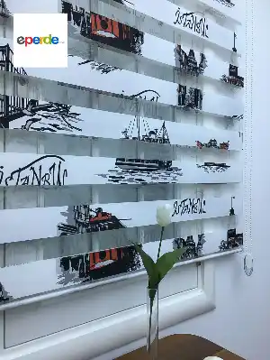 Fırsat!!! Siyah-kırmızı İstanbul Desenli Perde- Siyah-kırmızı 100cm X 200cm 