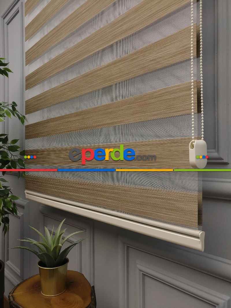 2025 Sezonu - Karartma Zebra Perde - Blackout Zebra Perde-ışık Geçirmez Zebra Perde- Kahve