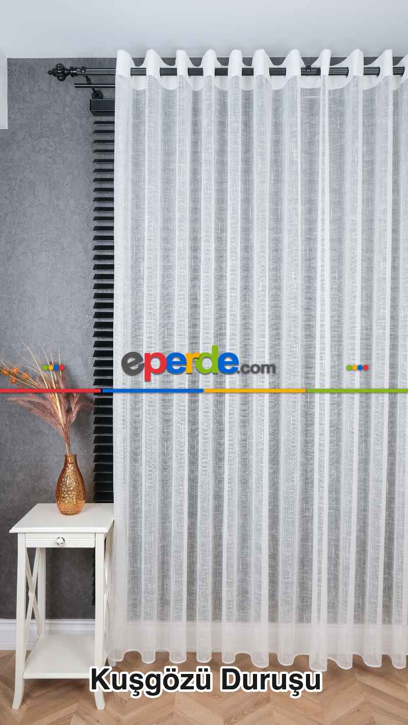 Mutfak - Natural Keten Tül Birinci Kalite İplikten Özel Üretilmiştir Ütü İstemez