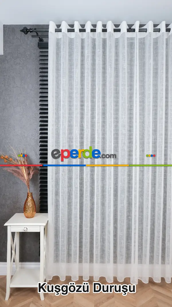 Natural Keten Tül Birinci Kalite İplikten Özel Üretilmiştir, Kurşunlu-katlamalı Etek, Standart Kanun Pile-es Pile-amerikan Pile-kuşgözü Seçeneğiyle