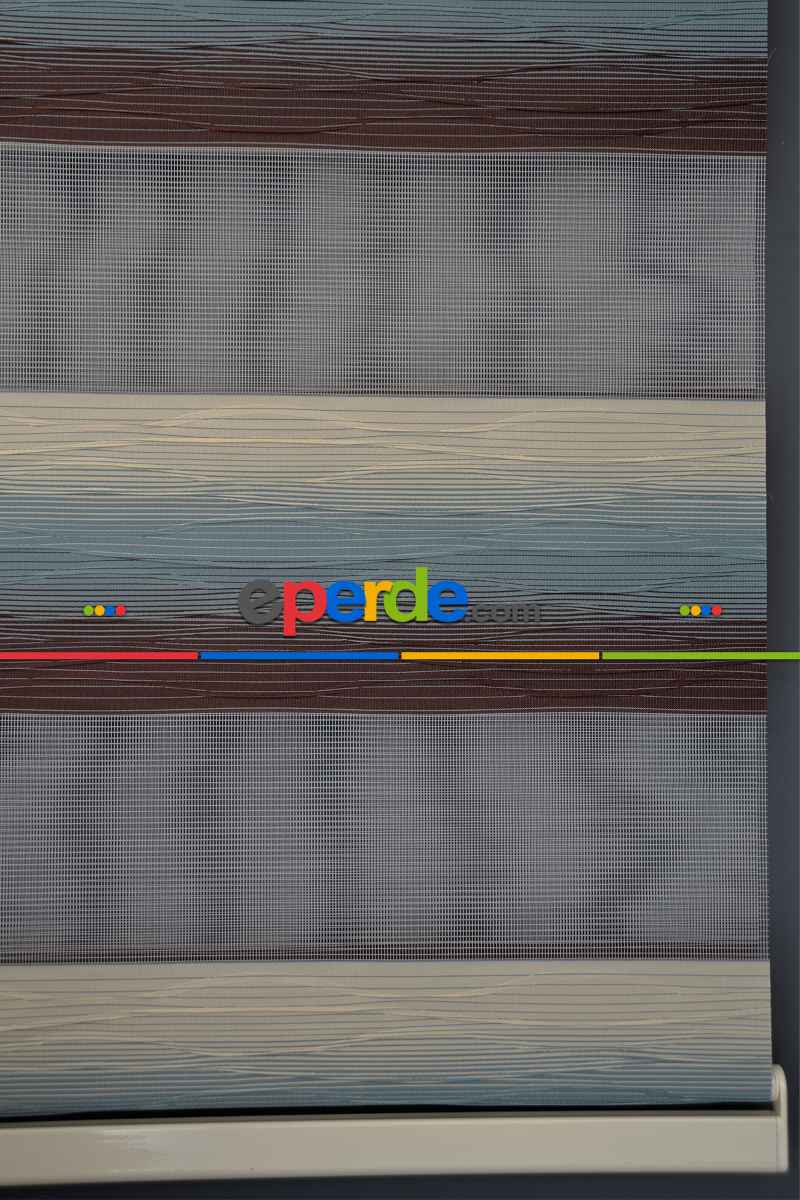 Halim Perdesan Mf-10 Bondi Mavisi & Kahverengi Etekli Veya Eteksiz Zebra Stor Perde