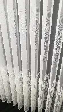 Brillant Tül Perde - Etek Ucu Ağaç Kabuğu Desenli İşlemeli Tül