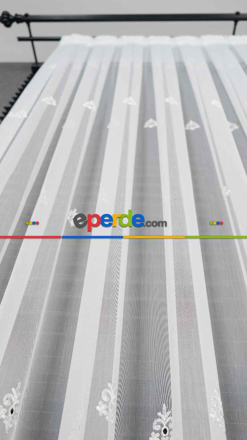 Exculusive Şık İşlemeli Etek Desenli Tül Perde Merit