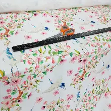 Mutfak Perdesi Kanat Fon Perde Çiçek Desenli- Beyaz