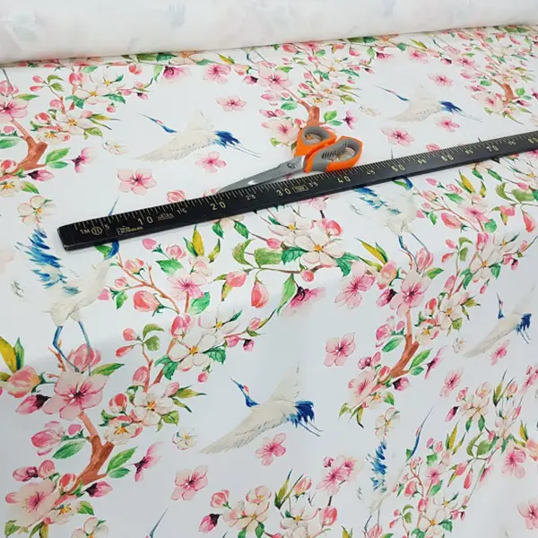 Mutfak Perdesi Kanat Fon Perde Çiçek Desenli- Beyaz