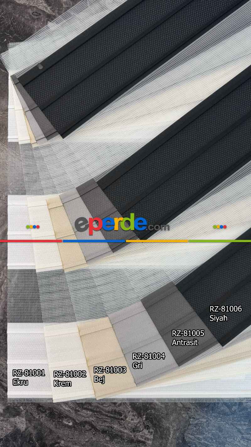 Salon Zebra Perde - Zebra Perde Yüksek Kalite, Yarım Pliseli, Kornişe Kolay Montaj Ayağı Seçenekli, Standart Metal Kasalı, Ekru, Krem, Bej, Gri, Antrasit Ve Siyah Renk