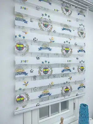 Genç Odası - Zebra Perde- Dijital Taraftar Baskılı Fenerbahçe Zebra Perde- Lacivert-sarı