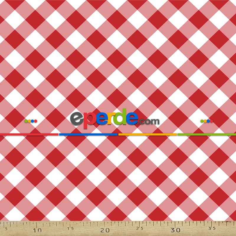 Mutfak Perdesi Kanat Fon Perde Ekoseli Desenli- Beyaz